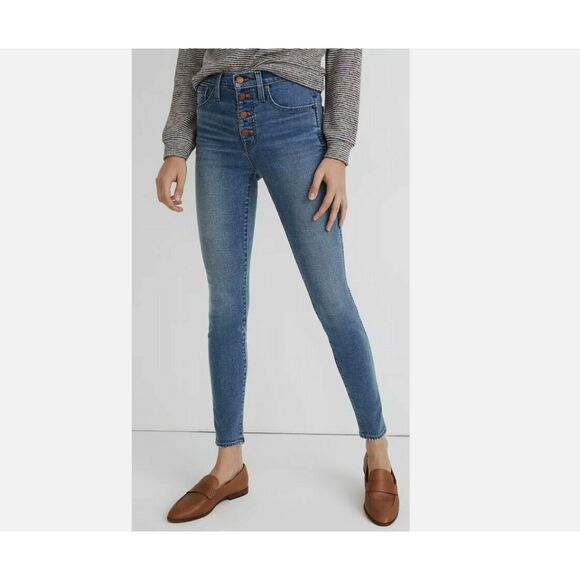 Madewell 10" High Rise Skinny Jeans Women’s 27/4 Blue Stretch Medium Wash Denim - Picture 2 of 13